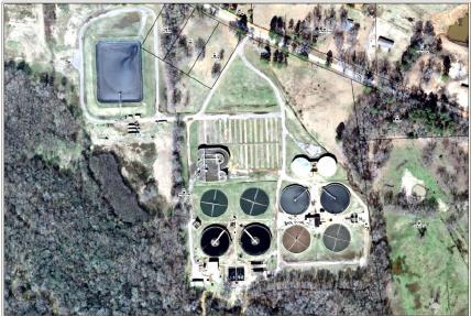 Aerial view of Tyler, Texas water treatment plan 