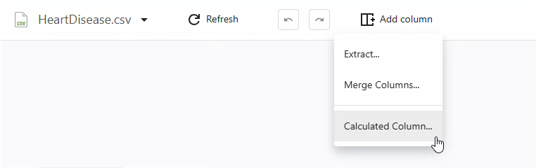Minitab Data Center: Calculated Column